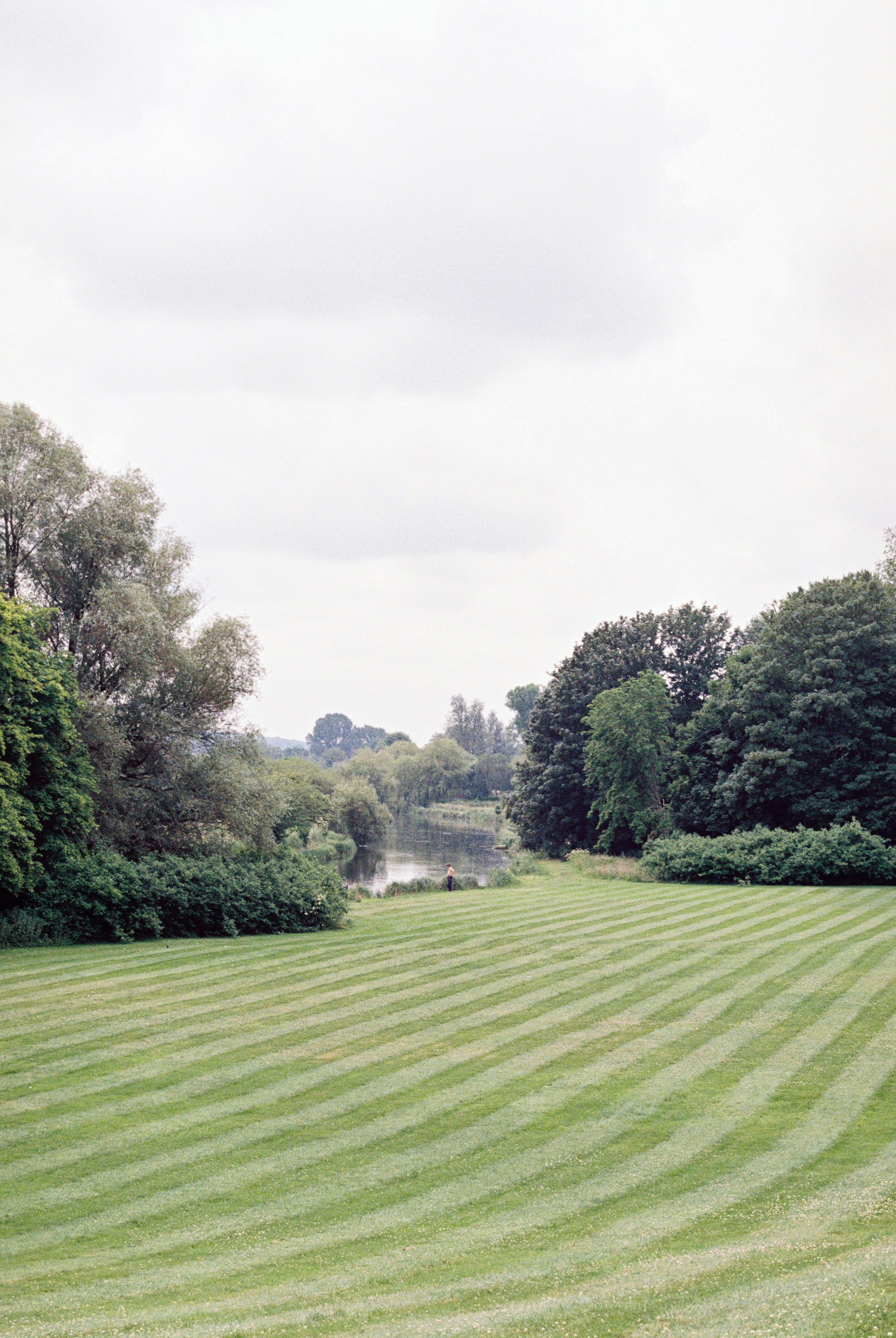 Professionally striped lawn in Hampshire